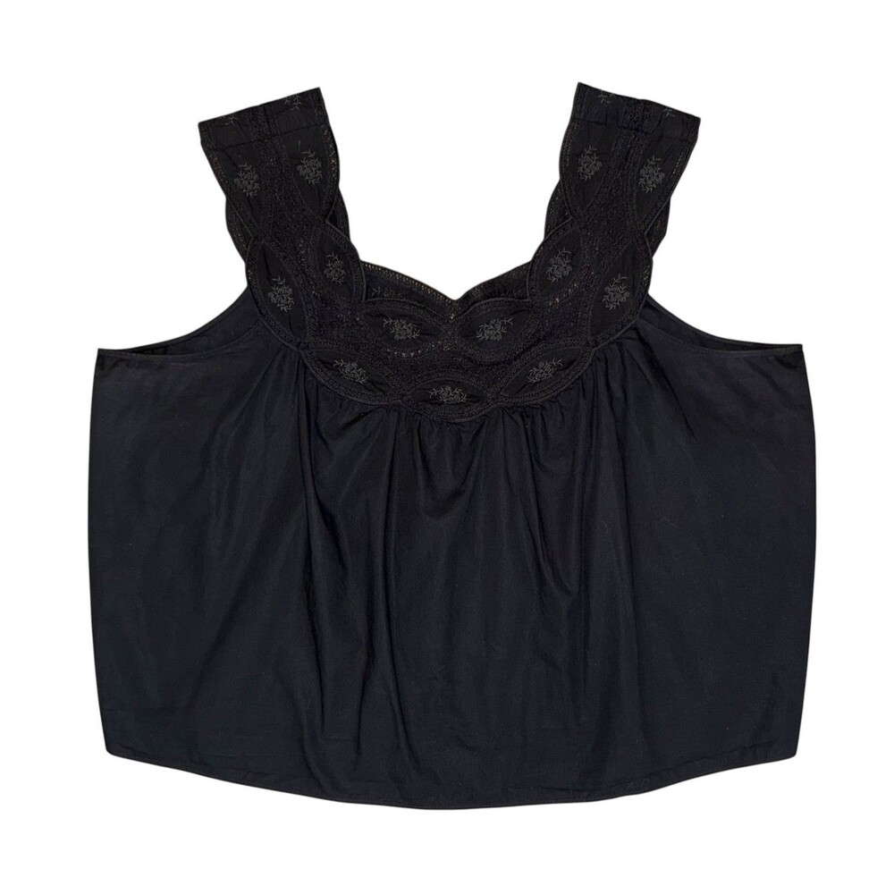 J. CREW Black Swingy Lace Sleeveless Top 100% Cotton Boho Women’s Plus Size 2X
